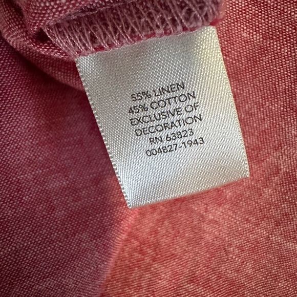Christopher & Banks Red 3/4 sleeve linen blend western boho shirt size PL - Picture 4 of 7